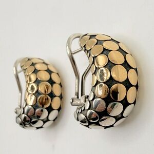John Hardy Kali Dot Pebble 925 18k Two Tone Lever Back Large 14 gms Earrings